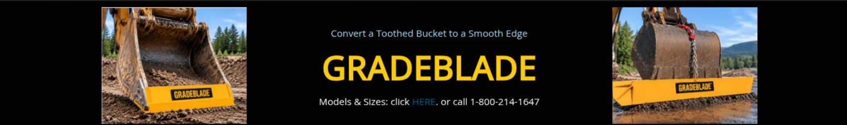 Gradeblade Crumbing Blade and Squeegee Blade — Convert a Toothed Bucket to a Smooth Edge